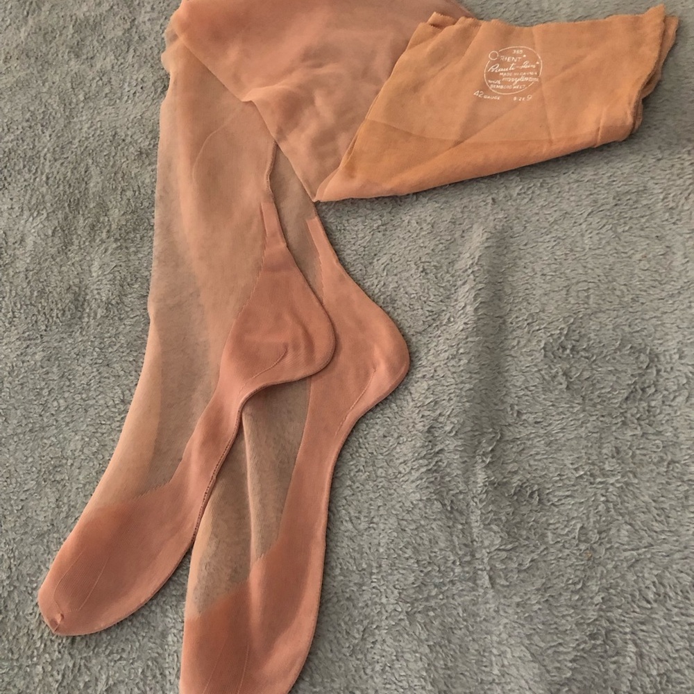 3 Sets 1950s/60s ORIENT Nylons with Seam Garter Stockings Sexy Hosiery Size 9